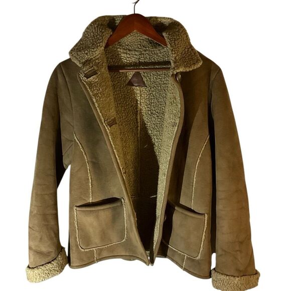Fjall Sherpa Jacket, Small. Brown Pockets. Faux Suede, Shearling. Thick and warm - Picture 12 of 16